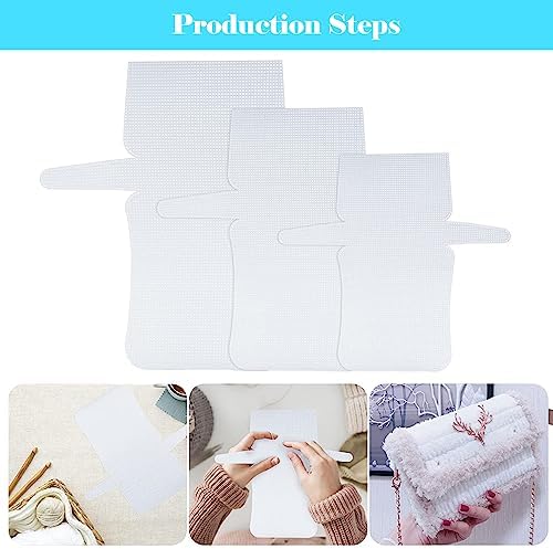 Allazone 58 PCS Clear Plastic Mesh Canvas Sheets for Embroidery, Plastic Mesh Sheets Plastic Canvas with 12 Color Acrylic Yarn for DIY Sewing Bag