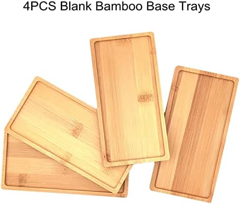 4PCS Mosaic Bamboo Coasters for Crafts, Blank Base Trays, Drinking Cup Coaster, Plant Coaster, Art Plate,DIY Mosaic Supplies (Rectangle)