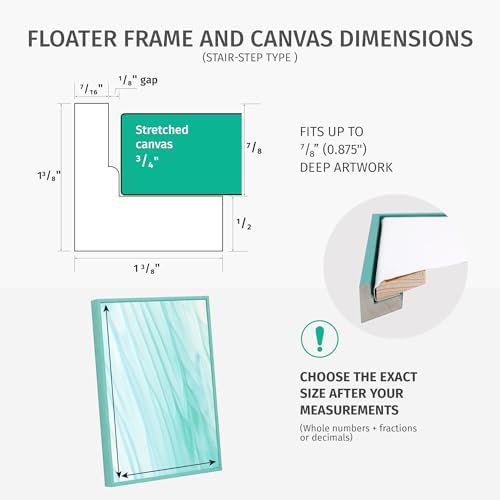 PIXY CANVAS Custom Sized Floater Frame for 3/4 (0.75) inch Deep Canvas Paintings/Canvas Prints/Wood Canvas Panels/Wall Art/Wall Decor/Home Decor/Artwork (Scratched Gold & Cream, Custom Size, Portrait)