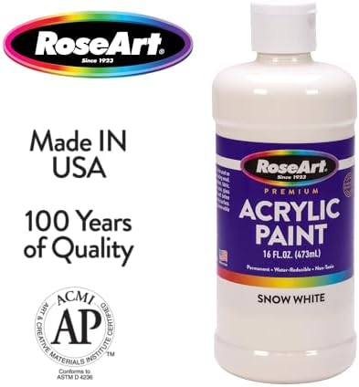 RoseArt 16oz Snow White & Raven Black Acrylic Paint Set