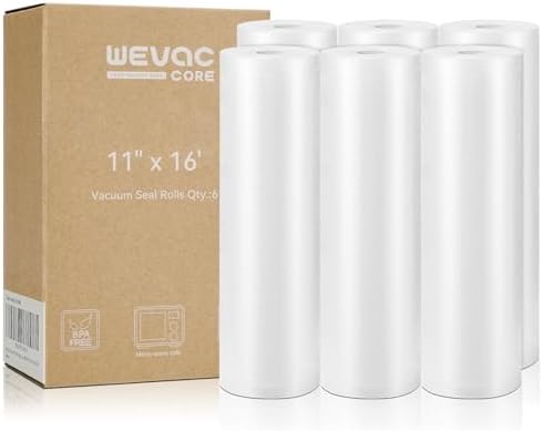 Wevac Vacuum Sealer Bags for Food 11x16 6 Rolls, Fit Food Saver Machines
