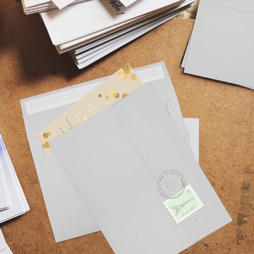 50 Packs 5x7 Dark Gray Envelope 5x7, Dark Gray Invitation Envelopes Self Seal for Weddings, Invitations, Photos, Greeting Cards, Mailing