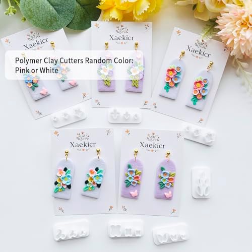 Xaekicr Floral Polymer Clay Cutters Set – Molds and Clay Cutters for Polymer Clay, Decorative Clay Earring Tools