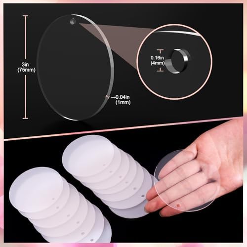 60Pcs Acrylic Ornament Blanks, 3 Inch Clear Acrylic Circles Discs Blank