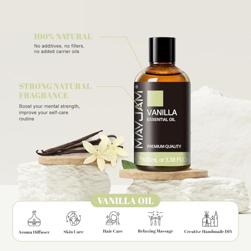 MAYJAM Vanilla Essential Oil for Diffuser Soap Candle Making, 3.38FL.OZ