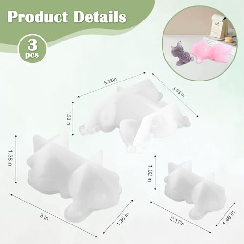 2 Pack Animal Silicone Molds, Frog Resin Molds with Realistic Shapes (Frog＆Koi Fish)