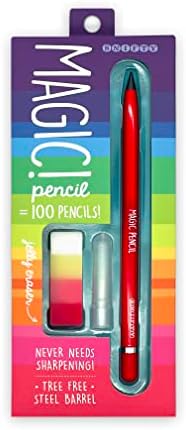 SNIFTY Magic Pencil - Compressed graphite tip equals 100 pencils - red barrel + matching chunky eraser