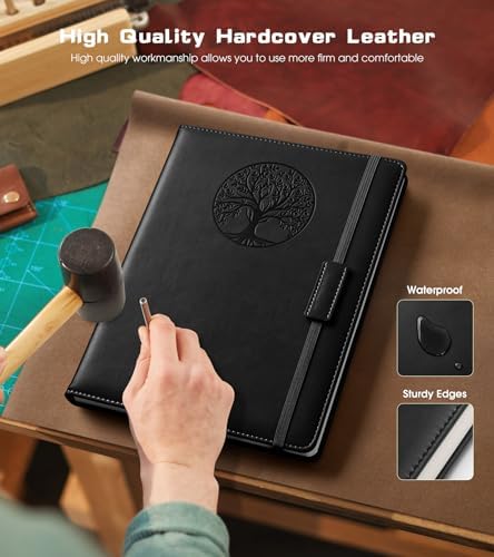 Biuwory B5 Leather Journal Notebook, 256 Lined Pages, Hardcover 7.8"×10.2" | Large Vintage Journal for Women Men,Work,School,Business,Travel Diary,Note taking,College Ruled Writing,Daily Journaling