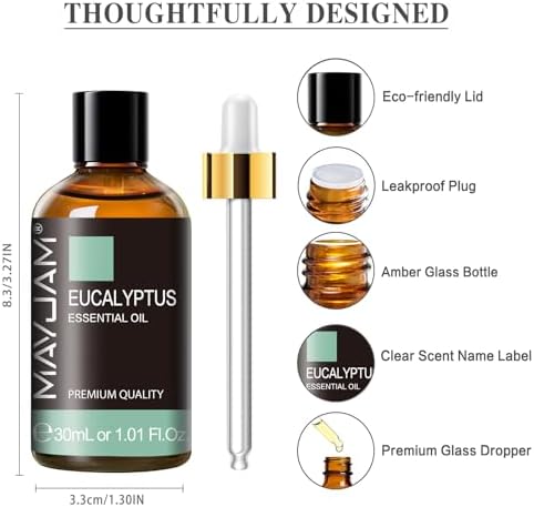 MAYJAM Eucalyptus Essential Oil for Diffuser Soap Candle Making, 1.01fl.oz