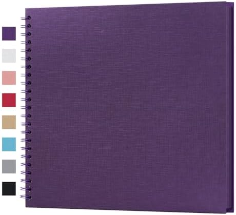 potricher 12 x 12 Inch Large DIY Scrapbook Photo Album 40 Pages, Purple | Thick Kraft Paper Scrap Book Photo Albums, Memory Book for Wedding, Anniversary, Baby, Family, Travel, DIY Projects