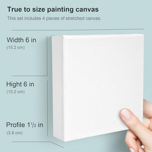 AUREUO 6x6 Inch Gallery Wrapped Canvas 1.5 Inch Depth 4 Pack
