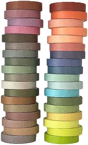 36 Rolls Washi Tape Set, Pastel Washi Tape Colorful Masking Tape 10mm Wide, Decorative Tape for Bullet Journal, Book, Planner, Scrapbooking, DIY Arts Crafts
