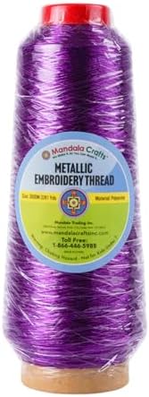 Mandala Crafts Metallic Purple Embroidery Floss for Sewing, 3281 Yard Spool