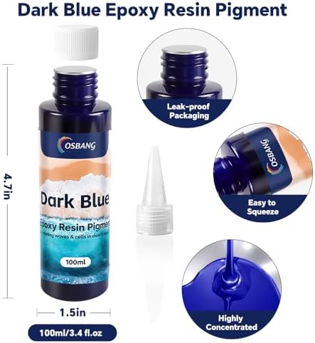 Dark Blue Epoxy Resin Pigment 100ml/3.4 fl.oz, High Concentration Liquid Colorant for Resin Art, Ideal for Creating Waves, Cells, and Unique Ocean DIY Crafts