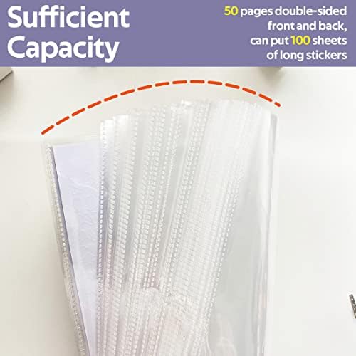 2 Pcs Sticker Storage Book, BetterJonny Large Clear Storage Book for Planner Scrapbook Stickers Organizer Binder 50 Page 4.8 x 9.7 Inch