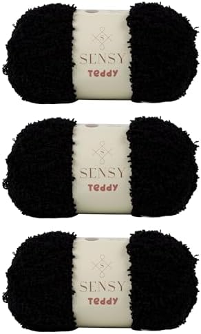 S Sensy Teddy - Micro Polyester Amigurumi Yarn 3 Skeins Black 109 Yards 4oz