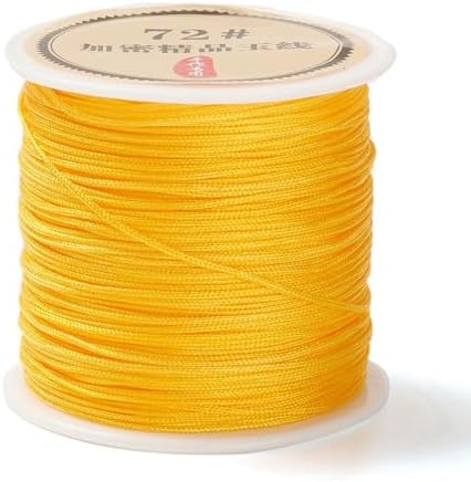 43 Yards Nylon String Friendship Bracelets String 0.8mm Nylon Beading Thread Braided Chinese Knotting Cord Macrame Cords for Kumihimo Necklaces Tassels Jewelry Crafts (Gold)