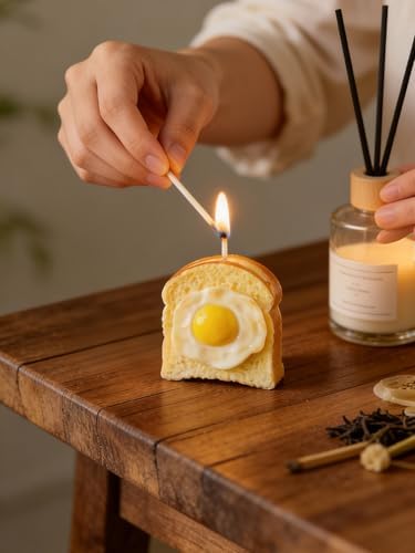 3D Toast Bread Silicone Mold & Fried Egg Fondant Mold, Non-Stick Food Shape Candle Moulds for Chocolate, Resin, Soap | Cute Bread Molds for Baby Shower & Birthday Party DIY Crafts‌ (Toast)