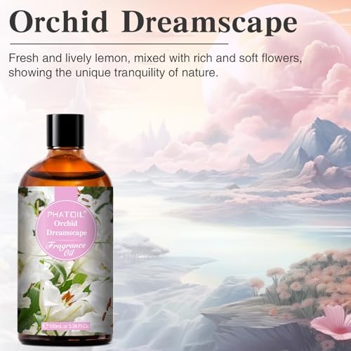 PHATOIL Orchid Dreamscape Fragrance Oil for Diffuser Aromatherapy 3.38FL.OZ | Long Lasting Scented Oils For Humidifier, Air Freshener, DIY Soap Candle, Scent Project Making, Aroma Oil for Home Freshening