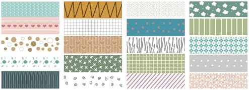 YUBBAEX 20 Rolls Basic Patterns Washi Tape Set Skinny Masking Creative Decorative Tapes, Designer's Selection (Collection 3-Elegance)
