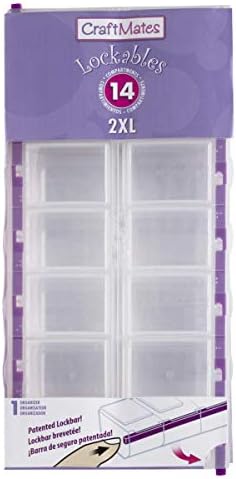 Craft Mates Bead Organizer, 14 Locking Compartments, Plastic Storage (2XL)