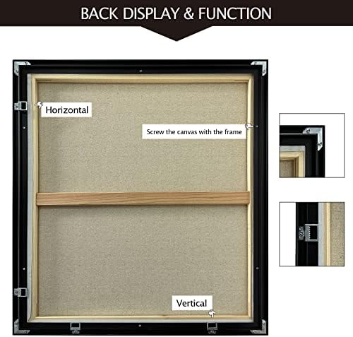 16"x20" Aluminum Canvas Frame with 9/10" Thickness Blank Stretched Canvas for DIY Oil Painting (Black)（2 Canvas+2Frames）