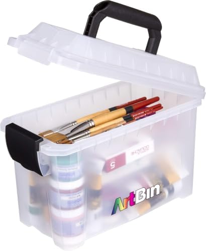 ArtBin 6815AG Mini Sidekick Carrying Case, Portable Art & Craft Organizer with Handle, [1] Plastic Storage Case, Clear (Pack of 6)