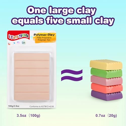 ifergoo 100g Peach Polymer Clay, 3.5oz Oven Bake DIY Modeling Clay for Kids