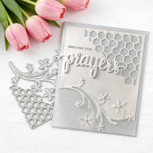 Scrapbooking Die-Cuts, Layer Frame Net Set Metal Cutting Dies for Card Making, Paper Craft Template, Background Embossing Stencils, DIY Album Décor (Honeycomb Flower Vine-10.7x10.2cm)