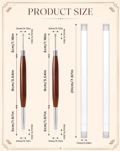 EORTA 2 Pack Double Ended Silicone Paint Brushes, Dual Tip Silicone Clay Sculpting Tools with Wooden Handle, Rubber Color Shapers for Resin, Pottery, Nail Art, Acrylic, Watercolor, Detail Blending