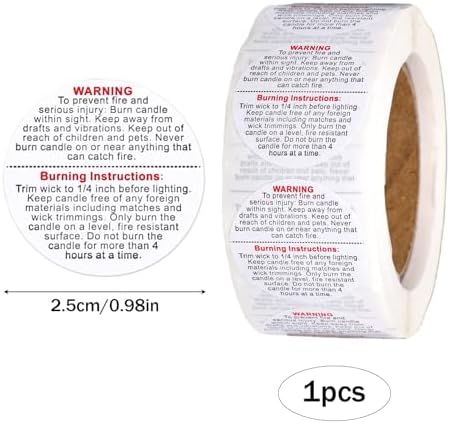 500pcs Candle Warning Labels, 2.5cm/0.98in Candle Jar Container Wax Melt Stickers Safety Stickers Accessories for DIY Making Candles