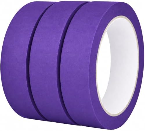 3 Rolls Purple Masking Tape 1 Inch Wide, Painters Tape 1 inch x 25 Yards