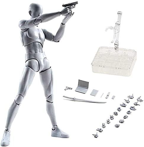 Haniforever Artists Manikin Art Mannequin Figures Supplies Drawing Tools,Small Drawing Figure Model for Sketching,Painting,Action Figure Set(Grey,Male)