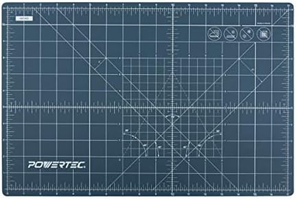POWERTEC 61001 12" x 18" A3 Non-Slip Double Sided Rotary Cutting Mat with Grid, Table Protector for Crafting, Sizing, Tracing, Sewing, Quilting, Scrapbooking, Arts and Crafts Woodworking