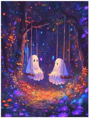 CraftBliss Halloween Forest Ghost Paint by Numbers Kit for Adults Beginners, DIY Paint by Numbers Kits for Adults Without Frame, Acrylic Paint Canvas Painting Kits Art Home Decor 16x20 Inch