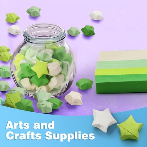 FoDau770 Solid Color Star Paper Strips - 1080 Sheet, Green Series