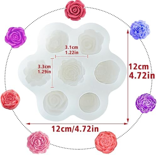 7 Cavity Flower Silicone Molds Valentine's Day Candle Mold Candle Fondant