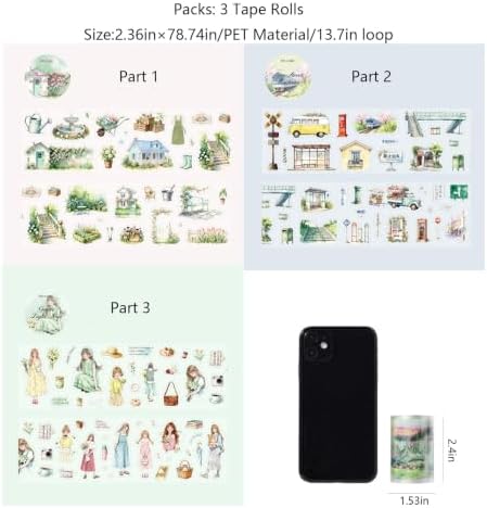 PET Tape Stickers for Scrapbooking Supplies, Girls Stickers for Journaling