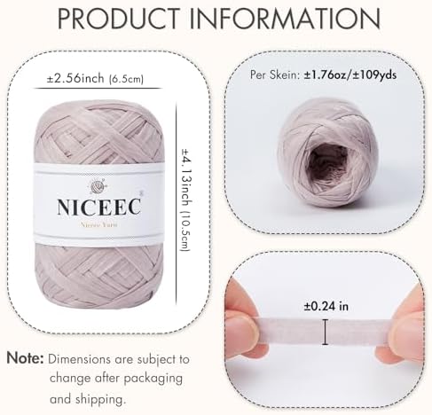 NICEEC 6 Skeins Soft Tape Yarn-Pinkish Purple