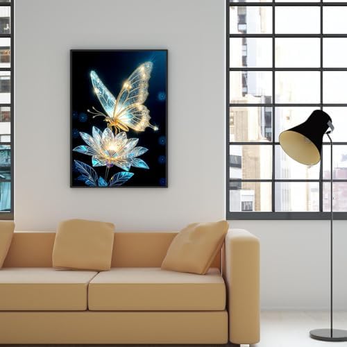 ILYUFO Diamond Art Kits for Adults Light and Butterfly DIY Diamond Painting