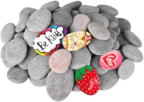 River Rocks for Painting 100 Pcs Large 2-3 Inch Flat Smooth Painting Stones Craft Rock to Paint for Kids Crafts Painting Bulk