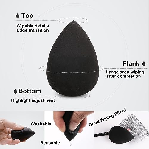 Cettkowns 47 Pieces Sketch Drawing Tools Set with Blending Stumps, Tortillions, Art Sketch Wipe Scrapers, Sketch Rubbing Sponge, Kneaded Eraser and Sandpaper Sharpeners