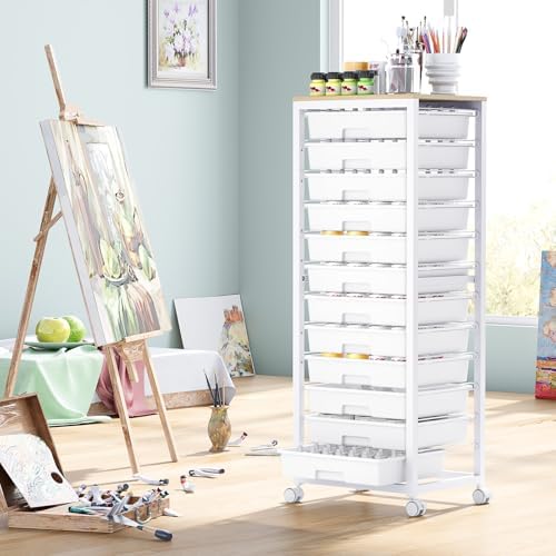 SYKIARIOL Rolling Cart with 12 Drawers,White