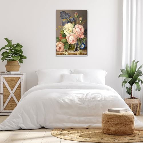 Bowetile Framed Paint by Numbers Kit for Adults Beginner, Flowers Adults' Paint-by-Number Kits on Canvas, Easy Acrylic Number Painting Kits for Home Wall Decor Gifts, 8x12in