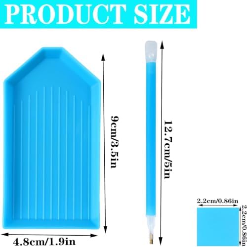 52PCS Blue 5D Diamond Art Tools & Accessories - 12-Plastic Trays, 30-Glue Clays, 10-Diamond Pens & DIY Kit Accessories