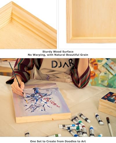 DJAR Wood Canvas Panels 16" x20'', 2 Pack – Ideal for Paint Pouring, Acrylic, Oil Painting, and Art Crafts