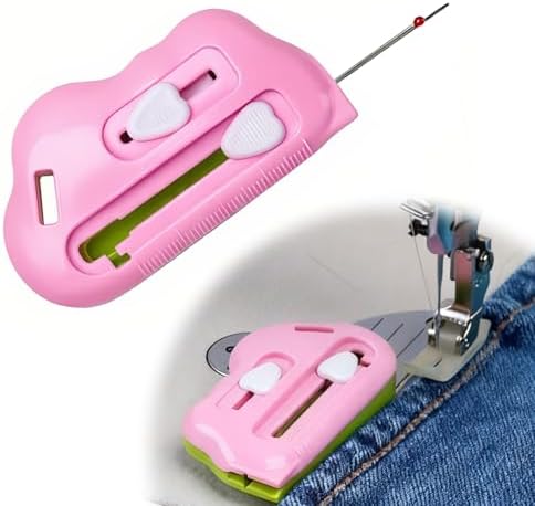 3 in 1 Magnetic Seam Guide for Sewing Machine with Seam Rippers & Needle Threader, 2026 New Multifunctional Magnetic Sewing Guide Hemmer with Scale Universal Sewing Supplies & Accessories (Pink-B)
