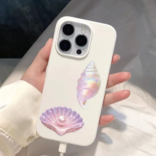 50 Pcs PET Transparent Seashell Stickers, Waterproof Vinyl Coastal Shell Decals for Laptop Skateboard Luggage, Colorful Beach Shell Stickers Gift for Kids Teens Adults (Shell)