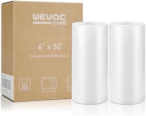 Wevac Vacuum Sealer Bags for Food 6x50 2 Rolls, Fit Food Saver Machines