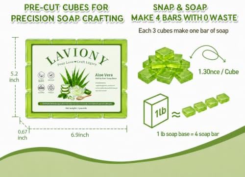 Melt and Pour Soap Base, Pre-Cut DIY Soap Craftrs,1LB Aloe Vera